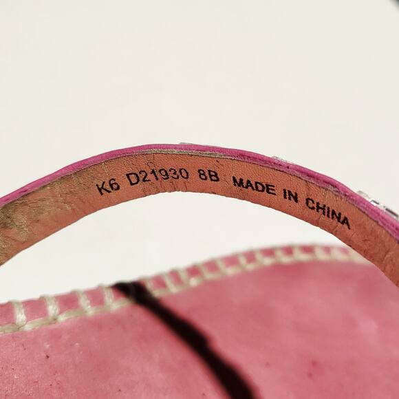 Cole Haan Kalla Pink Suede Rhinestone Embellished Heeled Thong Sandals Women's 8 - Picture 7 of 8